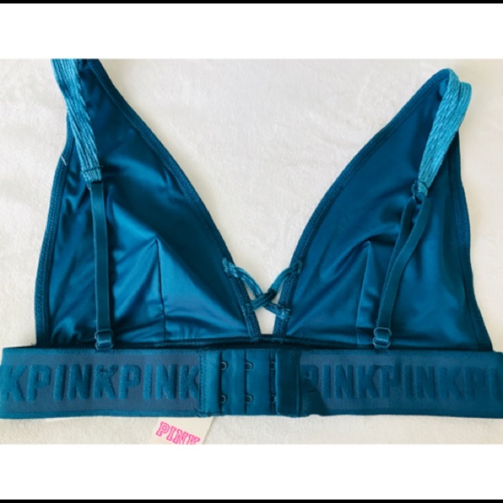 PINK velvet ribbed triangle bralette - Picture 3 of 4
